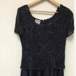 Vintage Sequins Beaded Floral Lace Formal Evening Size 10